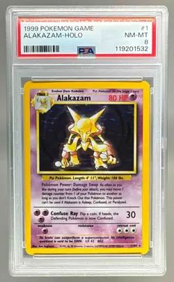 1999 Pokemon 1 Alakazam Holo PSA 8 119201532 - Image 1