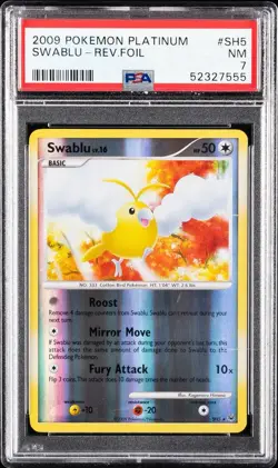 2009 POKEMON PLATINUM #SH5 SWABLU-REVERSE FOIL PSA 7 - Image 1
