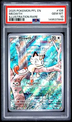 Pokemon Meowth Phantasmal Flames Illustration Rare #106 PSA 10 Gem Mint - Image 1