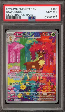 Pokemon Sawsbuck Temporal Forces Illustration Rare #166 PSA 10 Gem Mint - Image 1