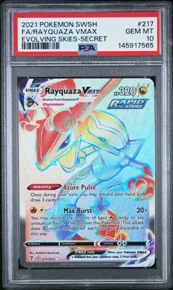 2021 POKEMON SWORD & SHIELD EVOLVING SKIES SECRET FULL ART/RAYQUAZA VMAX PSA 10 - Image 1