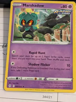 Marshadow Pokemon Evolving Skies 080/203 Cosmos Holo Promo With Swirl - Image 1