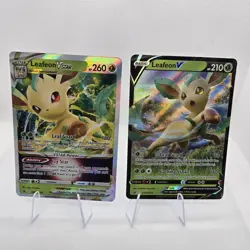 Leafeon V SWSH194 & Leafeon VSTAR SWSH195 Black Star Promo Pokemon Cards NM - Image 1