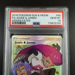 PSA 10 Jessie & James 68/68 Hidden Fates Full Art Holo Graded Pokemon Card - Image 2