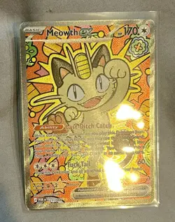 Pokemon Meowth EX Full Art Holo Card 121/088 Basic EX English - Image 2