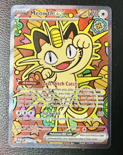 Pokemon Meowth EX Full Art Holo Card 121/088 Basic EX English - Image 3