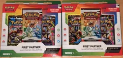 Pokemon TCG First Partner Illustration Collection Series 1 2 Sealed Promo Packs - Image 1
