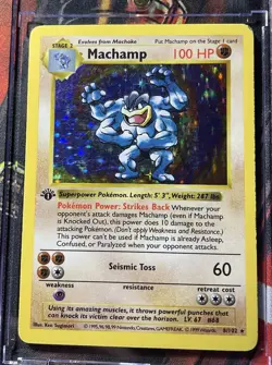 Pokemon TCG - Machamp Holo 1st Edition - SHADOWLESS - Base Set 8/102 - Image 1