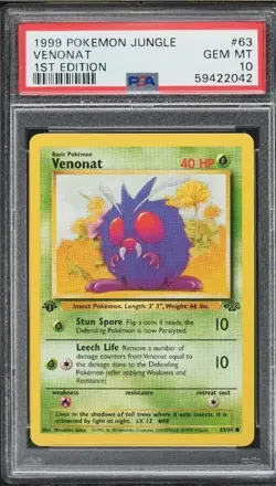 PSA 10 Venonat Jungle 1st Ed 63/64 Pokemon - Image 1