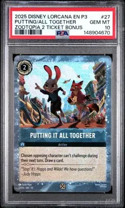 2025 Disney Lorcana Putting It All Together Zootopia 2 Ticket Bonus Promo PSA 10 - Image 1