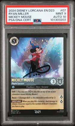 2024 DISNEY LORCANA D23 EXPO PROMO #07 MICKEY MOUSE - RYAN MILLER PSA 9 AUTO 10 - Image 1