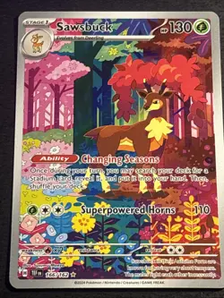 Sawsbuck 166/162 Pokemon TCG Temporal Forces Illustration Rare Card Near Mint NM - Image 1