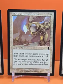⚪ (4) 1999 MAGIC THE GATHERING URZA'S DESTINY MASK OF LAW AND GRACE #11 PLAYED - Image 3