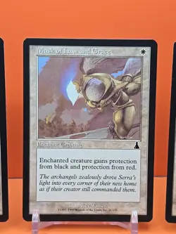 ⚪ (4) 1999 MAGIC THE GATHERING URZA'S DESTINY MASK OF LAW AND GRACE #11 PLAYED - Image 4