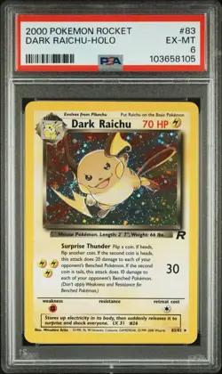2000 DARK RAICHU-HOLO POKEMON TEAM ROCKET #83 PSA 6 - Image 1