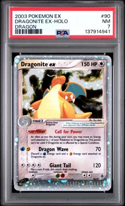 2003 Pokemon EX 90 Dragonite EX-Holo Dragon PSA 7 - Image 1
