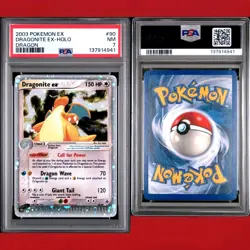 2003 Pokemon EX 90 Dragonite EX-Holo Dragon PSA 7 - Image 3