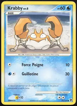 Carte Pokemon Krabby 75/106 Duels au sommet Francais - Image 1