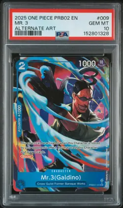2025 One Piece PRB02 English MR. 3 (GALDINO) Alternate Art PSA 10 #009 - Image 1
