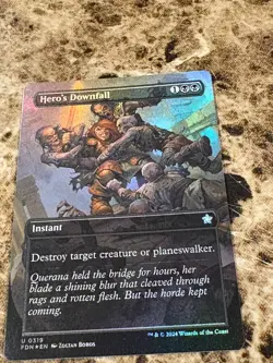 HERO'S DOWNFALL Magic MTG Foundations Borderless Foil - Image 1