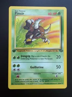 Pokemon TCG: 1999 Jungle First Edition Non Holo Rare Pinsir (25/64) NM - Image 1