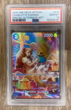 ONE PIECE CHARLOTTE PUDDING 2025 OP10-ROYAL BLOOD #012 SPECIAL ALT ART PSA 10 - Image 1