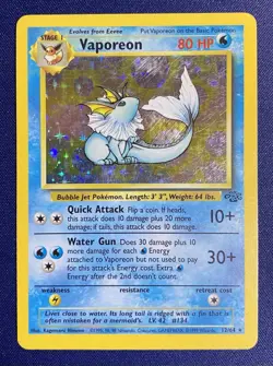 Vaporeon Holo 12/64 Jungle Set 1999 WOTC Pokemon Card – Moderately Played - Image 1
