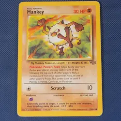 Mankey 55/64 - Jungle - Common Pokemon Card - LP - Image 1