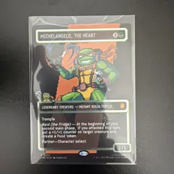 Michelangelo, The Heart (0092) (Borderless) (Pixel Surge Foil) TMNT Magic MTG - Image 3