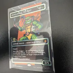 Michelangelo, The Heart (0092) (Borderless) (Pixel Surge Foil) TMNT Magic MTG - Image 4