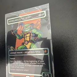 Michelangelo, The Heart (0092) (Borderless) (Pixel Surge Foil) TMNT Magic MTG - Image 5