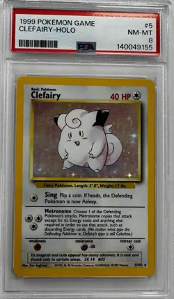 1999 Pokemon Clefairy #5 Holo PSA 8 - Image 1