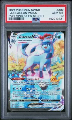 Glaceon Vmax 209/203 Pokemon 2021 SWSH Evolving Skies Secret Rare Alt Art PSA 10 - Image 1
