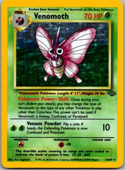 Venomoth 13/64 Holo Rare Jungle Pokemon Lightly Played - Image 1