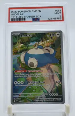 Snorlax 51 PSA 9 151 ETB 2023 Black Star Promo Elite Trainer Box English Pokemon - Image 1