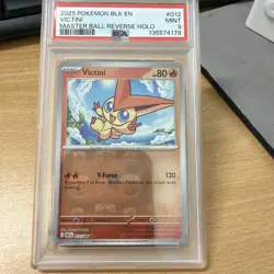 2025 POKEMON BLK EN-BLACK BOLT MASTER BALL REVERSE HOLO #012 VICTINI PSA 9 Mint - Image 1