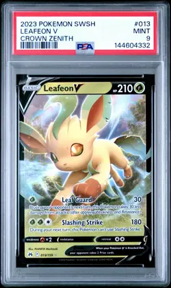 2023 POKEMON SWORD & SHIELD CROWN ZENITH #013 LEAFEON V PSA 9 - Image 1