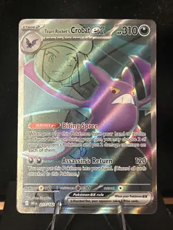 Pokemon TCG Team Rockets Crobat EX 217/182 Full Art Rare Card NM Condition - Image 1