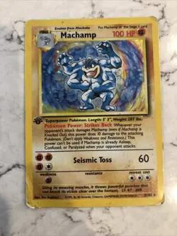 Pokemon 1999 First Edition Machamp Holo Card-8/102 - Image 2
