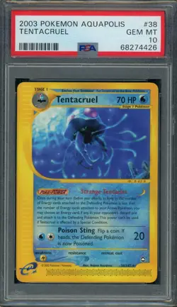 Tentacruel 38/147 Non Holo Rare Aquapolis PSA 10 WOTC Pokemon Card - Image 1