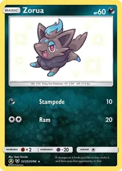 Zorua SV25/SV94 Hidden Fates Shiny Vault Shiny Holo Rare Pokemon TCG NM - Image 1