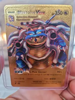 Blastoise Vmax Gold Foil Fan Art Vinyl Textured Collector Card - Image 1