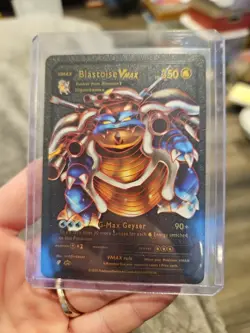 Blastoise Vmax Black Foil Fan Art Vinyl Textured Collector Card HP350 - Image 1