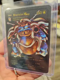 Blastoise Vmax Black Foil Fan Art Vinyl Textured Collector Card HP350 - Image 2
