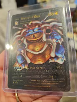 Blastoise Vmax Black Foil Fan Art Vinyl Textured Collector Card HP350 - Image 3