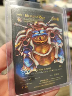 Blastoise Vmax Black Foil Fan Art Vinyl Textured Collector Card HP350 - Image 4