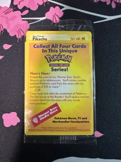 Pikachu Pokemon The First Movie Promo Card Sealed 1999 WB Gold Stamp - Image 1