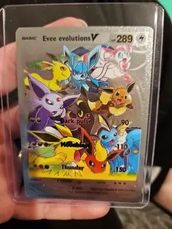 Evee Evolution V Silver Foil Fan Art Vinyl Collector Card Dark Pulse - Image 1