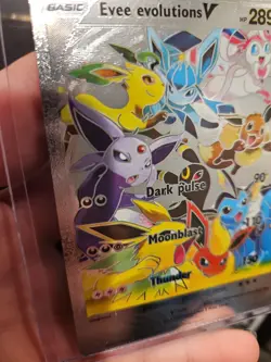 Evee Evolution V Silver Foil Fan Art Vinyl Collector Card Dark Pulse - Image 3