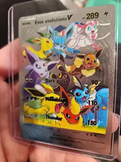 Evee Evolution V Silver Foil Fan Art Vinyl Collector Card Dark Pulse - Image 4